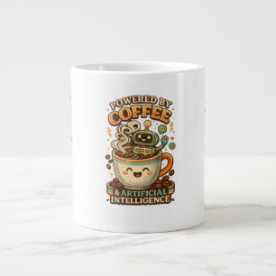 Angetrieben von Kaffee und KI Retro-Kaffee-Tech-Gr Jumbo-Tasse