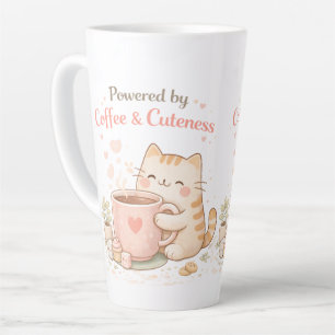 Angetrieben von Kaffee und Niedlichkeit Süße Katze Milchtasse