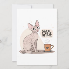 Angetrieben von Kaffee und Sphynx-Katzen-Illustrat Feiertagskarte
