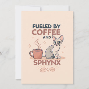 Angetrieben von Kaffee und Sphynx-Katzen-Kunst Feiertagskarte