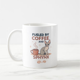 Angetrieben von Kaffee und Sphynx-Katzen-Kunst Kaffeetasse