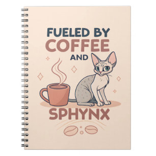 Angetrieben von Kaffee und Sphynx-Katzen-Kunst Notizblock
