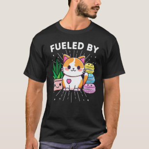 Angetrieben von Katzen Pflanzen Makronen Lustig T-Shirt