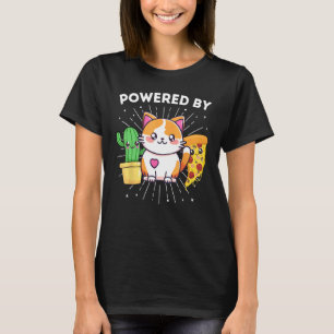 Angetrieben von Katzen Pflanzen Pizza Lustig T-Shirt