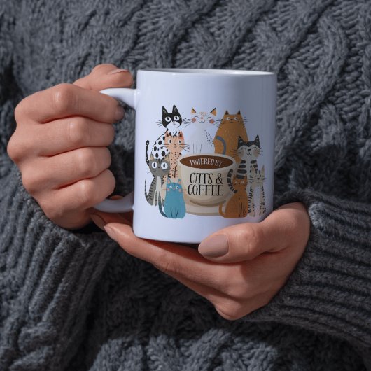 Angetrieben von Katzen und Kaffee Kaffeetasse