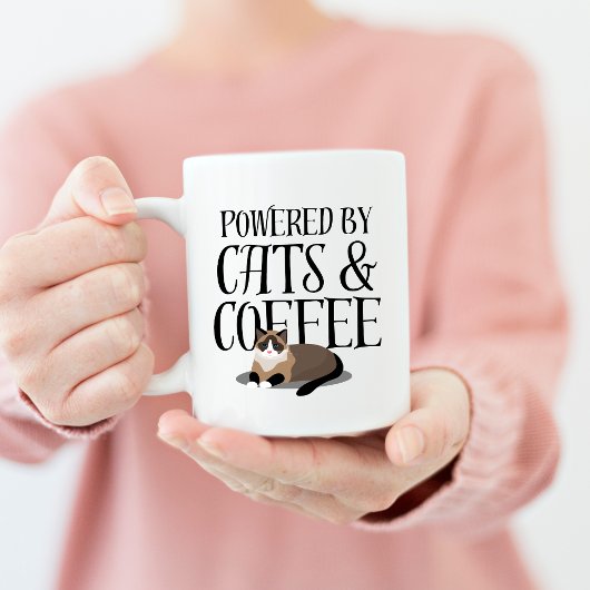 Angetrieben von Katzen und Kaffee Kaffeetasse
