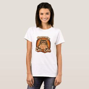 Angetrieben von Katzen und Kaffee Vintage-Katzenli T-Shirt