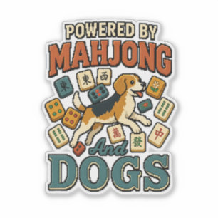 Angetrieben von Mahjong & Beagles: Pixel Art Hunde Aufkleber
