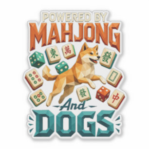 Angetrieben von Mahjong und Hunden Shiba Inu Geome Aufkleber