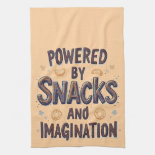 Angetrieben von Snacks Imagination Lustiges Lebens Geschirrtuch