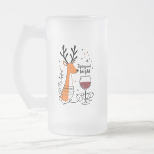Angetrunkene und strahlende Rentiere Mattglas Bierglas