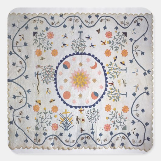Angewandter Stepptisch mit Sonne, Mond, Sternen Quadratischer Aufkleber (Vorderseite)
