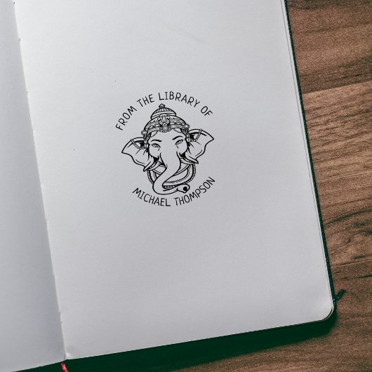 Angewohnt aus der Bibliothek von, Ganesha Hindu Go Gummistempel