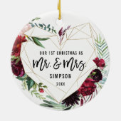 Angewohnt erste Weihnachten als Mr. und Mrs. | Flo Keramik Ornament (Hinten)