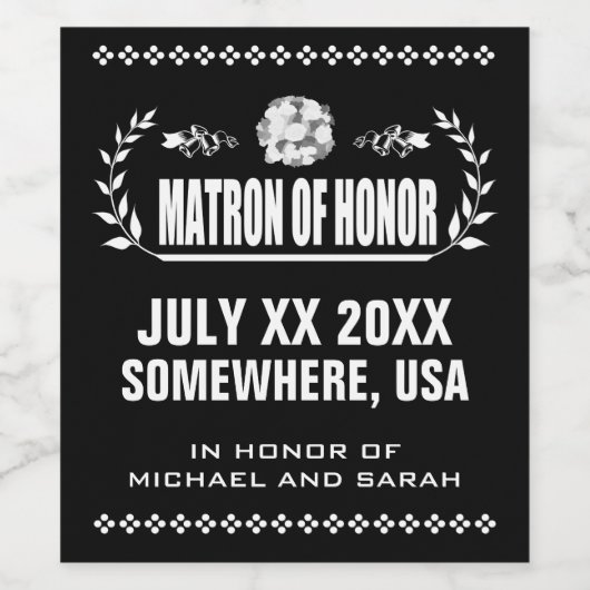 Angewohnte Matron der Ehre Weinetikett (Einzelnes Label)