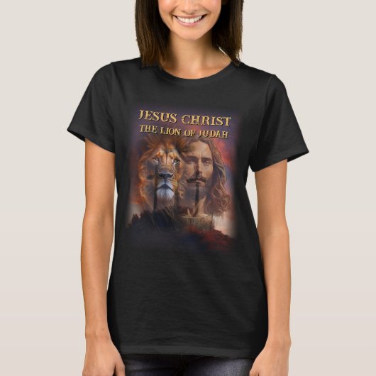 Angewohnter T - Shirt Jesus Christus der Löwe Juda (Vorderseite)
