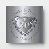 Angewohntes Hochzeitstil Silvery Heart Emblem Fotoplatte (Vorderseite)