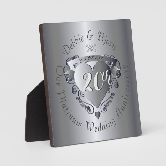 Angewohntes Hochzeitstil Silvery Heart Emblem Fotoplatte (Vorderseite)