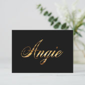 Angie gold Design Lettering Karte (Stehend Vorderseite)