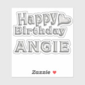 Angie Happy Birthday silver Aufkleber Sticker (Blatt)