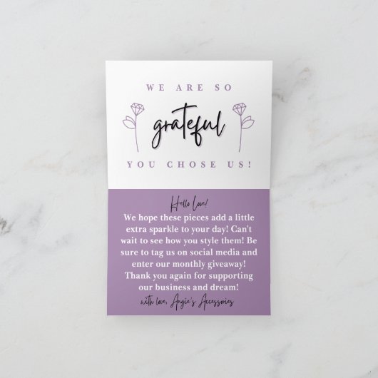 Angie's Accessoires Custom Danke Card (Innenseite)