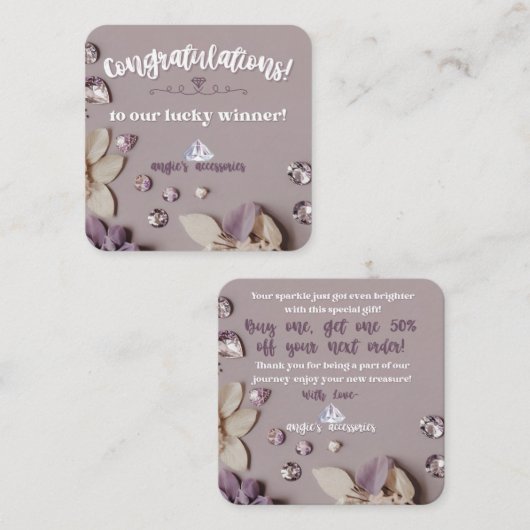 Angie's Accessoires Custom Order "Congrat Card" Quadratische Visitenkarte (Vorne/Hinten)