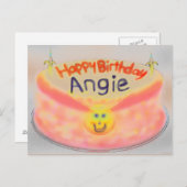 Angie's Geburtstagskuchen 2014 Postkarte (Vorne/Hinten)