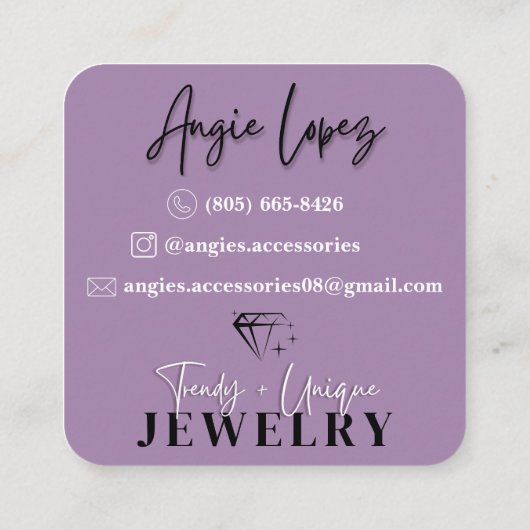 Angie's Zubehör Custom Order Business Card Quadratische Visitenkarte (Rückseite)