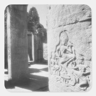 Angkor Kambodscha, Apsara Carving The Bayon 2 Quadratischer Aufkleber