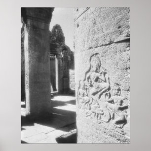Angkor Kambodscha, Apsara-Schnitzerei The Bayon 2 Poster