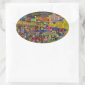 "Angkor Night Market" Ovaler Aufkleber (Tasche)