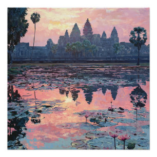Angkor Siem Wat Reap Kambodschanische Gewässer  Poster