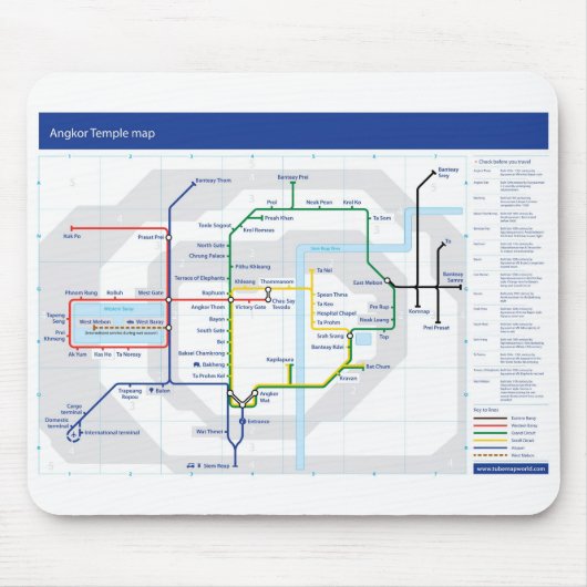 Angkor Tempelkarten-Mäusematte Mousepad (Vorne)