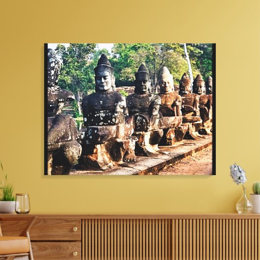 Angkor Thom Götterstatuen Leinwanddruck (Insitu (Wohnzimmer))