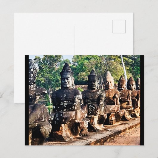 Angkor Thom Götterstatuen  Postkarte (Vorne/Hinten)