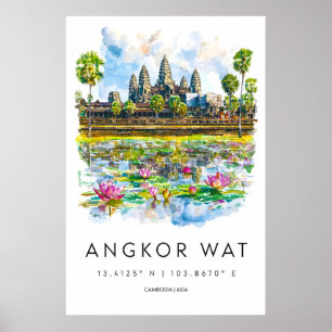 Angkor Wat Aquarellposter Angkor Wat Reise Poster