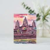 Angkor Wat Cambodia Aquarellmalerei Postkarte (Stehend Vorderseite)