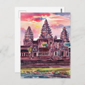 Angkor Wat Cambodia Aquarellmalerei Postkarte (Vorne/Hinten)