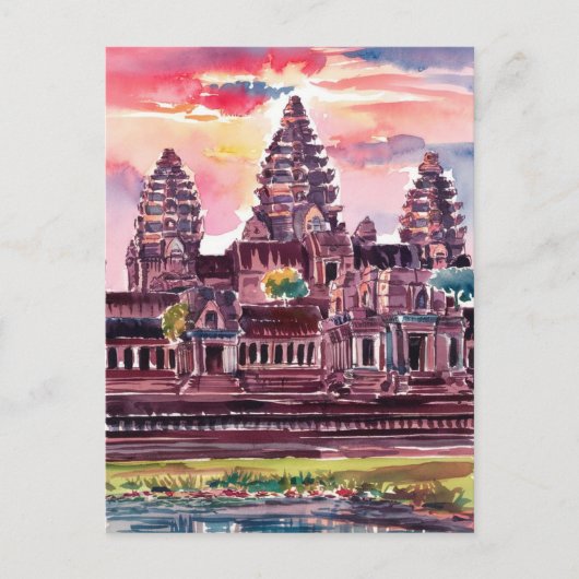 Angkor Wat Cambodia Aquarellmalerei Postkarte (Vorderseite)