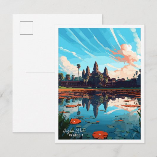Angkor Wat Cambodia Art Vintage Postkarte (Vorne/Hinten)