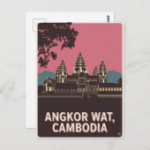 Angkor Wat Cambodia Illustration Postkarte (Vorne/Hinten)