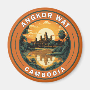 Angkor Wat Cambodia Reisen Art Abzeichen Magnet