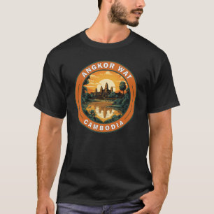 Angkor Wat Cambodia Reisen Art Abzeichen T-Shirt