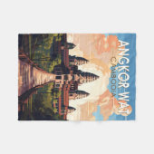 Angkor Wat Cambodia Reisen Vintag Fleecedecke (Vorderseite (Horizontal))