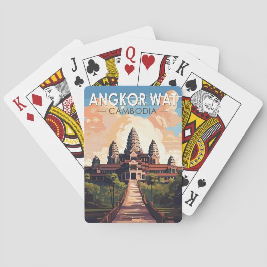 Angkor Wat Cambodia Reisen Vintag Spielkarten (Rückseite)