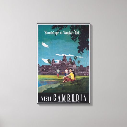 Angkor Wat Cambodia Vintage Travel Print Leinwanddruck (Vorderseite)