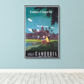 Angkor Wat Cambodia Vintage Travel Print Leinwanddruck (Insitu (Holzboden))