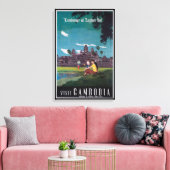 Angkor Wat Cambodia Vintage Travel Print Leinwanddruck (Insitu (Wohnzimmer))