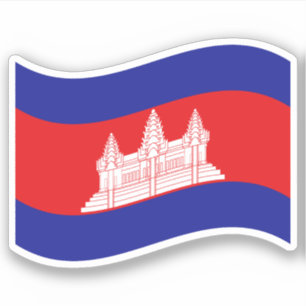 Angkor Wat Cambodian Flag Wave Aufkleber