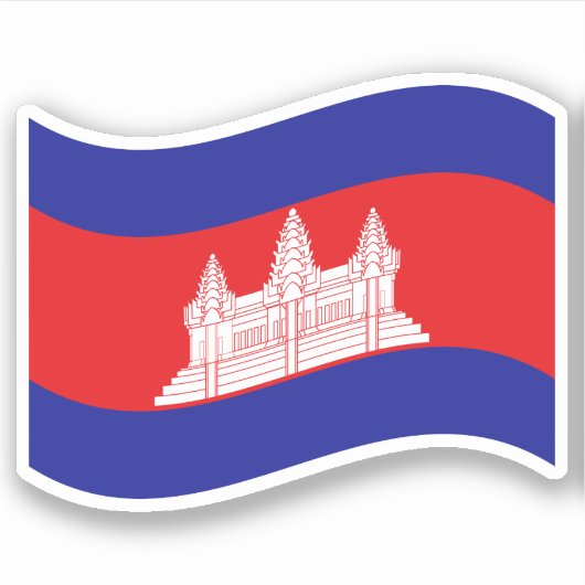Angkor Wat Cambodian Flag Wave Aufkleber (Vorderseite)